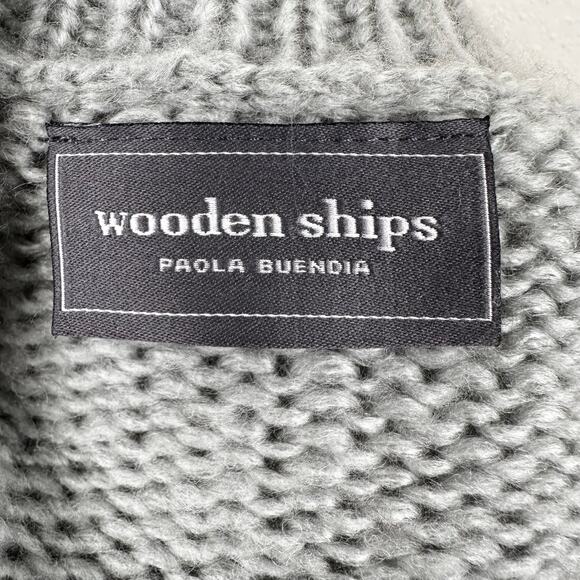 Wooden Ships Paola Buendia Knitted Sweater Crew Gray Camo Heart Size S / M - Picture 7 of 9